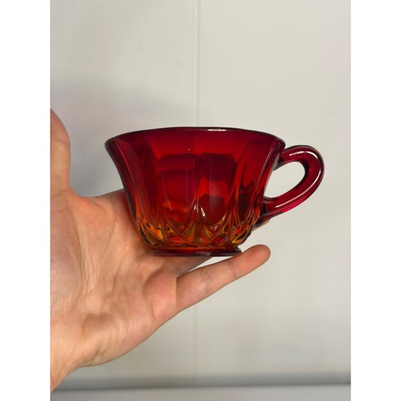VTG Anchor Hocking Royal Ruby Glass Teacup 2.25"x4" Set of 4 Glassware Amberina - Picture 3 of 7